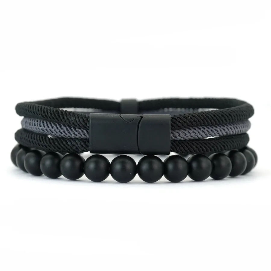 Noter 2-teiliges Herren-Armband-Set, ausgewähltes Premium-Armband mit 4 mm Kordelwicklung, perfektes Geschenk für Ihn, lässiges, vielseitiges Accessoire – Detail 8