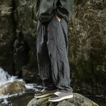 Pantalon cargo coupe-vent à séchage rapide pour homme avec poches sécurisées, pantalon de survêtement athlétique, taille élastique, extérieur