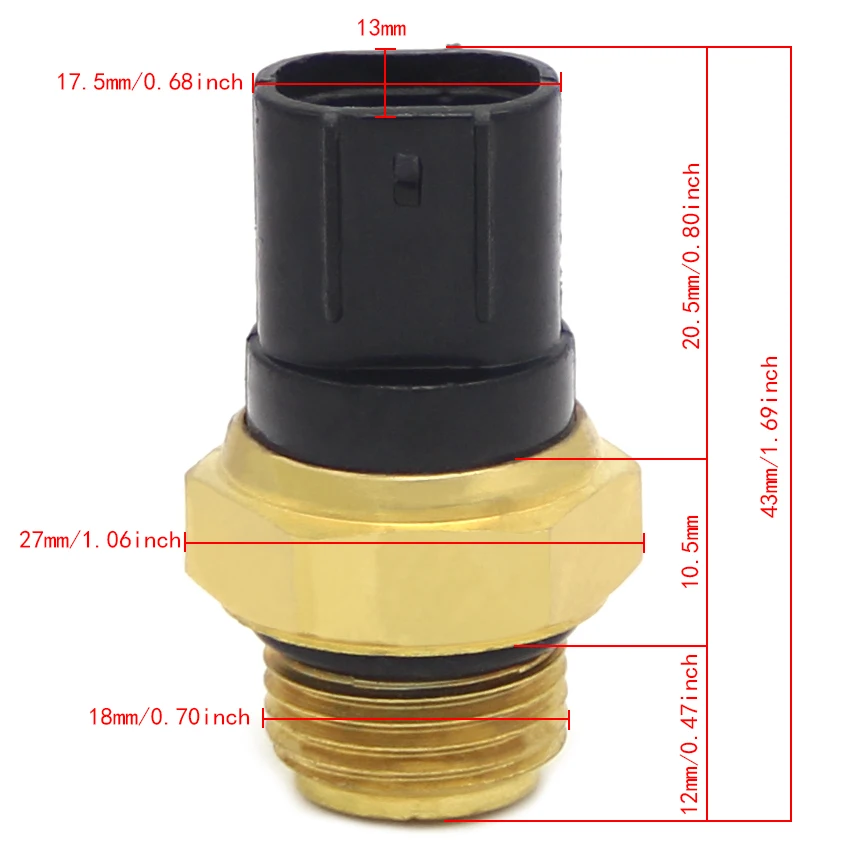 Radiator Fan Thermo Switch For Suzuki LTA500 LTZ400 LTA500F LTF500F QuadMaster Vinson 4WD LTA450 LTA500 LTA750 KingQuad 450 500