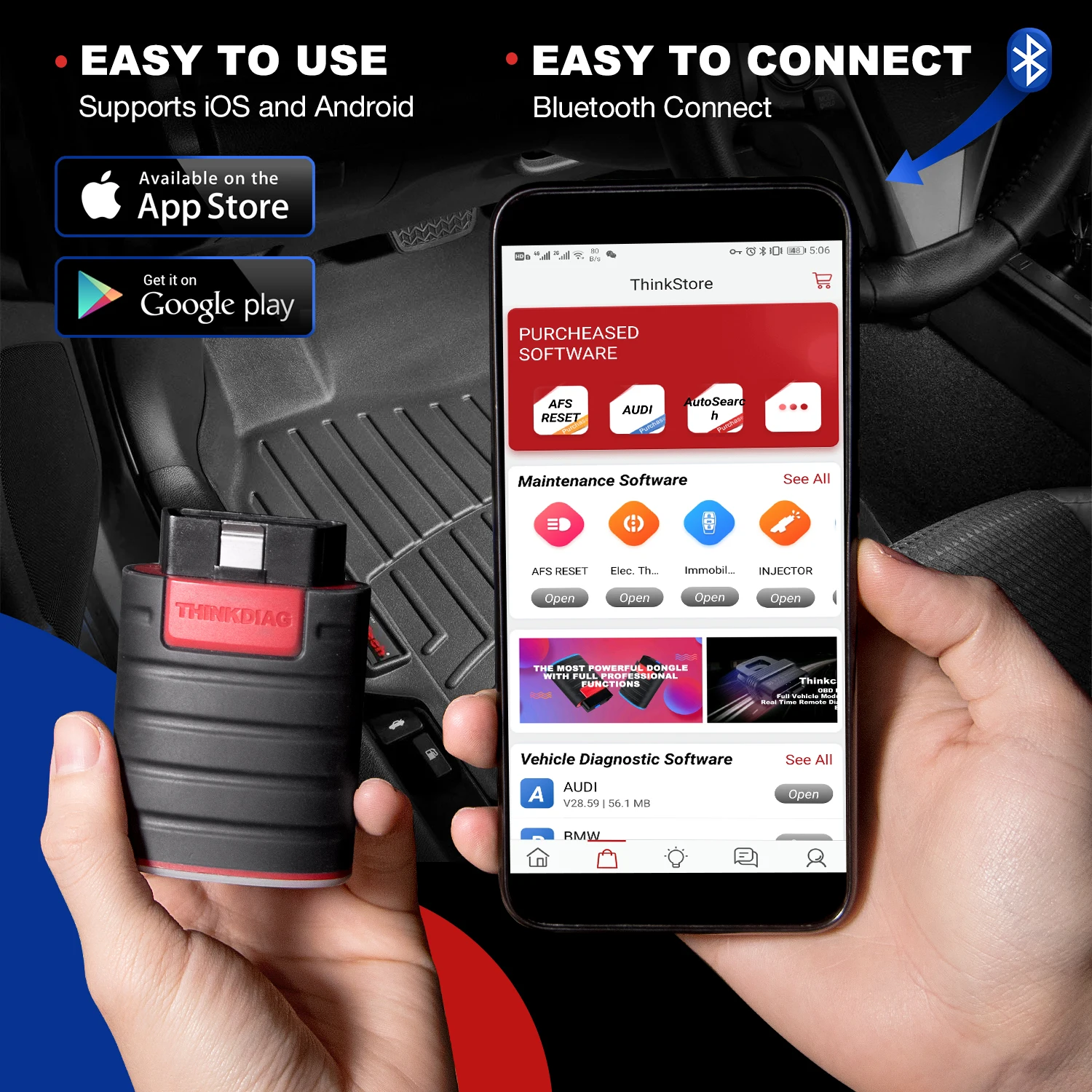 Thinkcar-Outil de Diagnostic Automobile Thinkdiag, Système Complet, Tous les Logiciels, OBD2, 16 Services de Réinitialisation, Codage ECU, PK Elm327, revêt Version