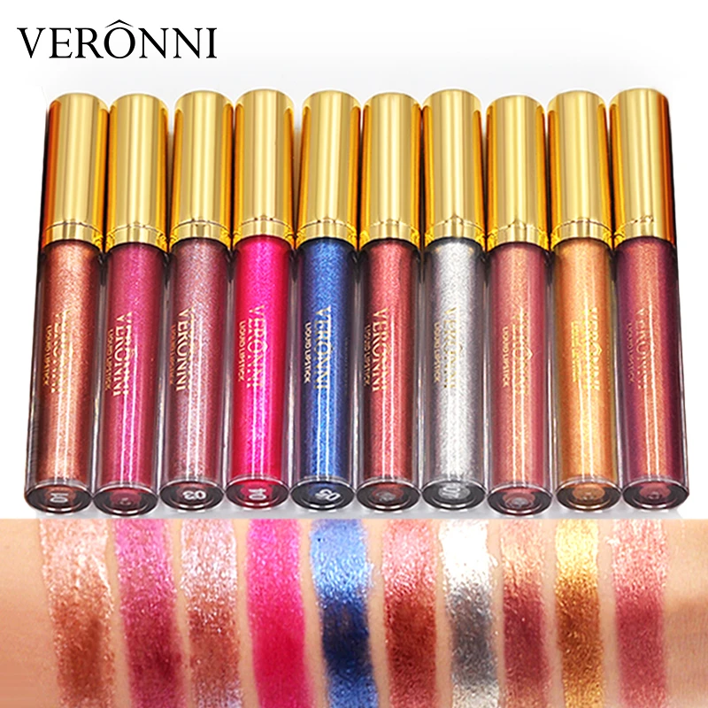 10 色グリッター液体口紅シマーシャイニーリップグロス真珠光沢のあるリップティント防水長期的なマットダイヤモンドリップグレーズ