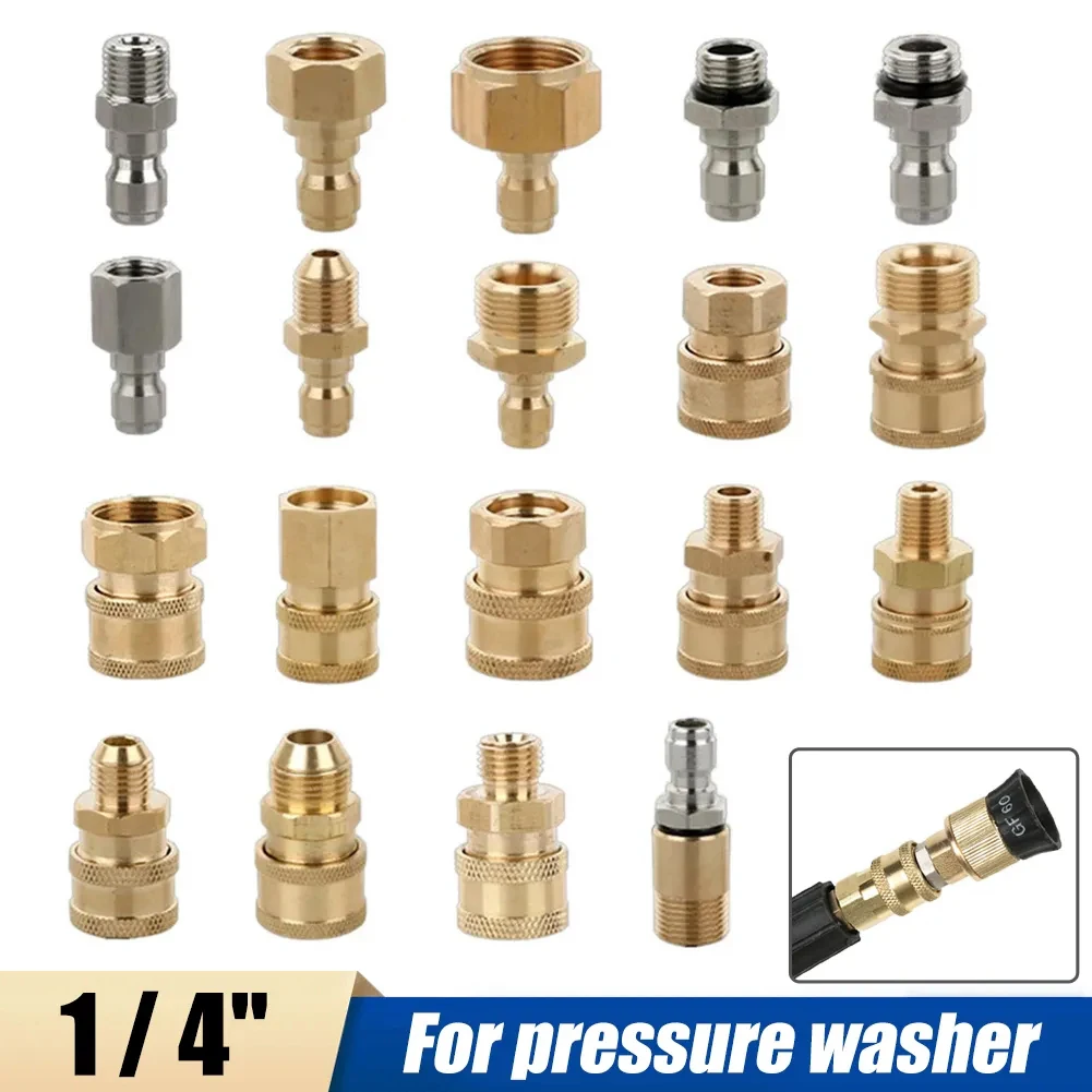 1pc G1/4 High Pressure Washer Coupler Copper Quick Connect Fitting Male Thread Car Washer Adapter Garden Irrigation Joint Access