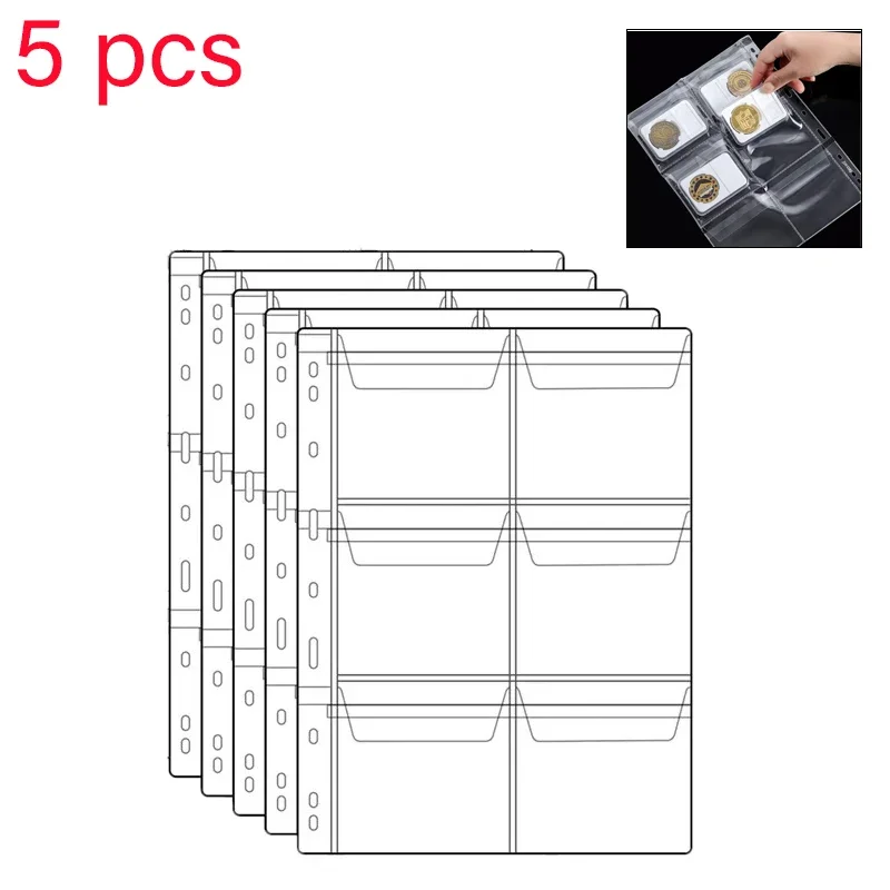 For Coins Albums 12/20/30/42 Pocket Coins 5 PCS AlbumCollection PVC Transparent Inside Pages  Coins Loose Leaf Organizer Bag