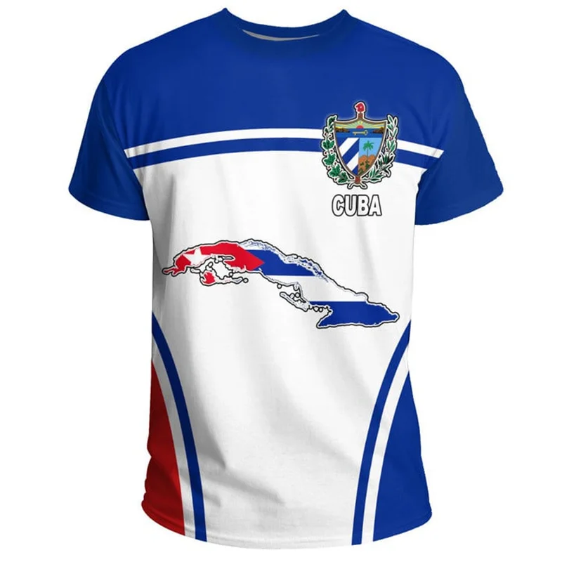 

Футболка мужская с 3D-принтом флага Кубы, модная уличная одежда с кубинским гербом и короткими рукавами, топ оверсайз, летняя одежда
