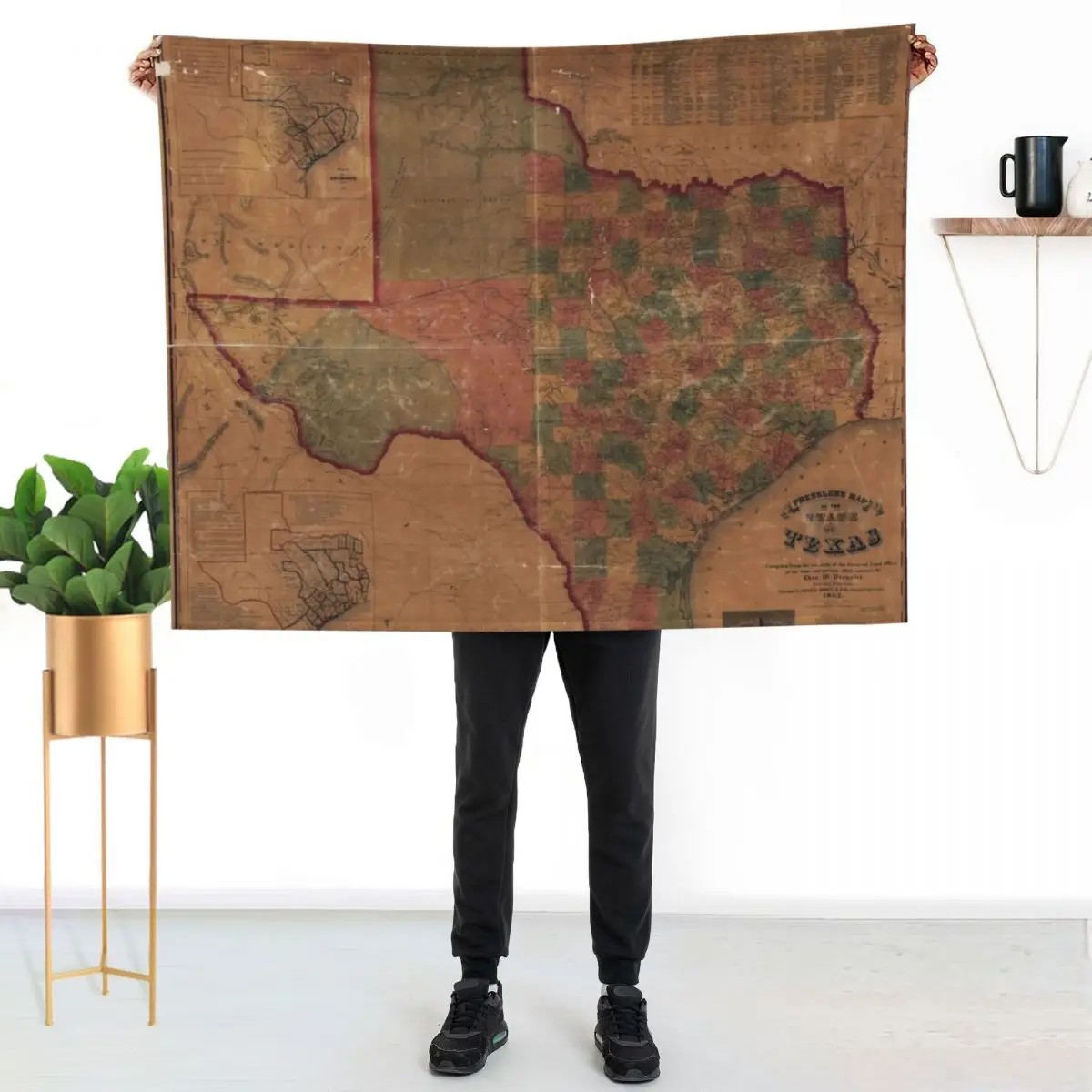 Pressler's Map of the State of Texas (1862) Throw Blanket Baby Blankets For Sofas Bed linens Soft Big Single Blankets