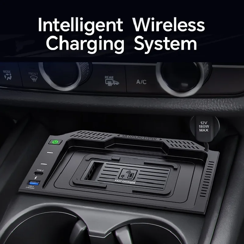 Car Wireless Charger Mobile Phone Holder Fast Charging Pad Plate Car Intelligent System for Honda ZRV ZR-V HRV HR-V 2023 2024