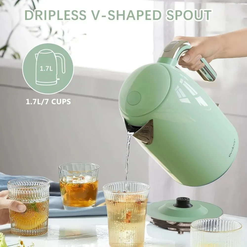 Electric Tea Kettle, 1500W /1.7 L Hot Water Kettle Electric, Retro Electric Kettle, Auto Shut-Off & Boil-Dry Protection,BPA Free