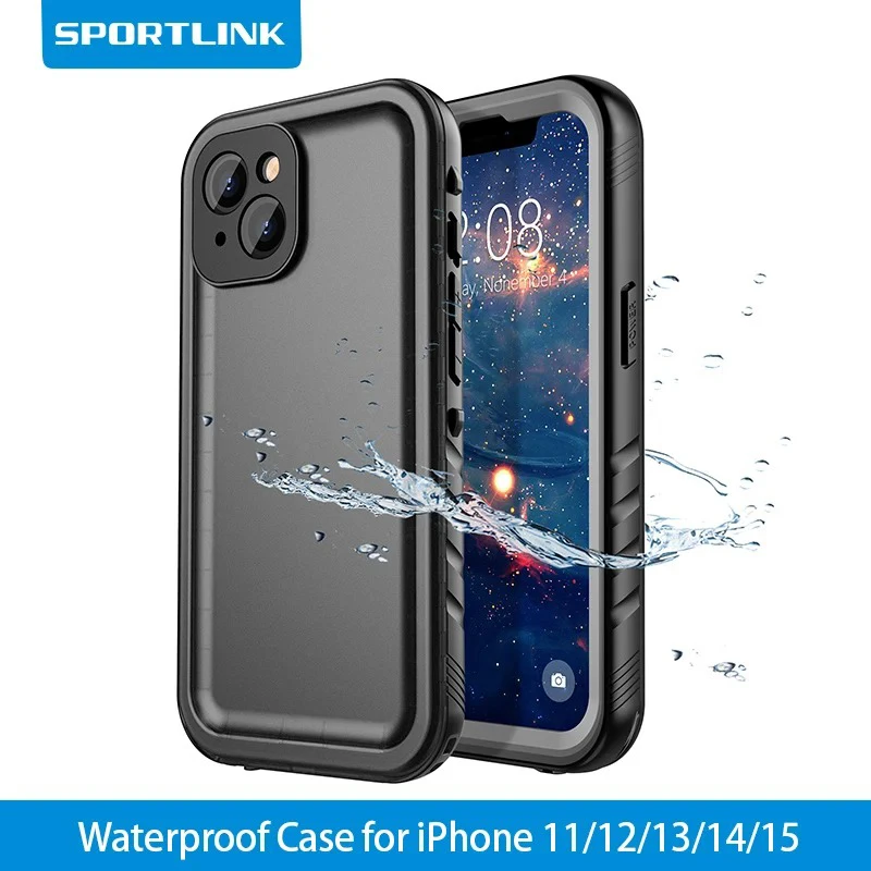 SPORTLINK Waterproof Phone Case Underwater Protect for iPhone 14 13 11 12 15 Pro Max SE 2nd 3rd 2022 Built-in Screen Protector