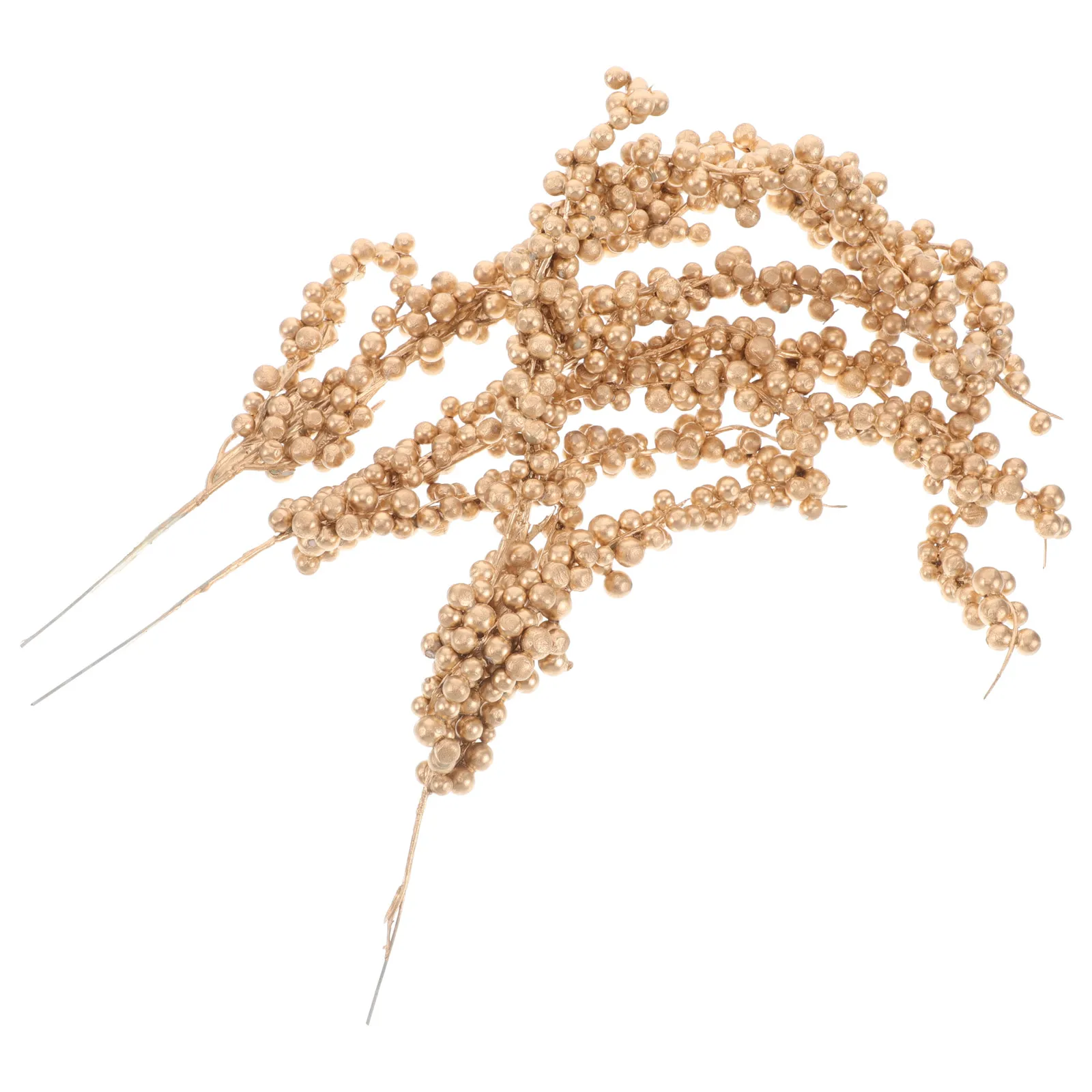 

3pcs Simulated Berry Branches Golden Artificial Flower Branches For Christmas Fake Berry Decor Simulation Flower Adornment Home