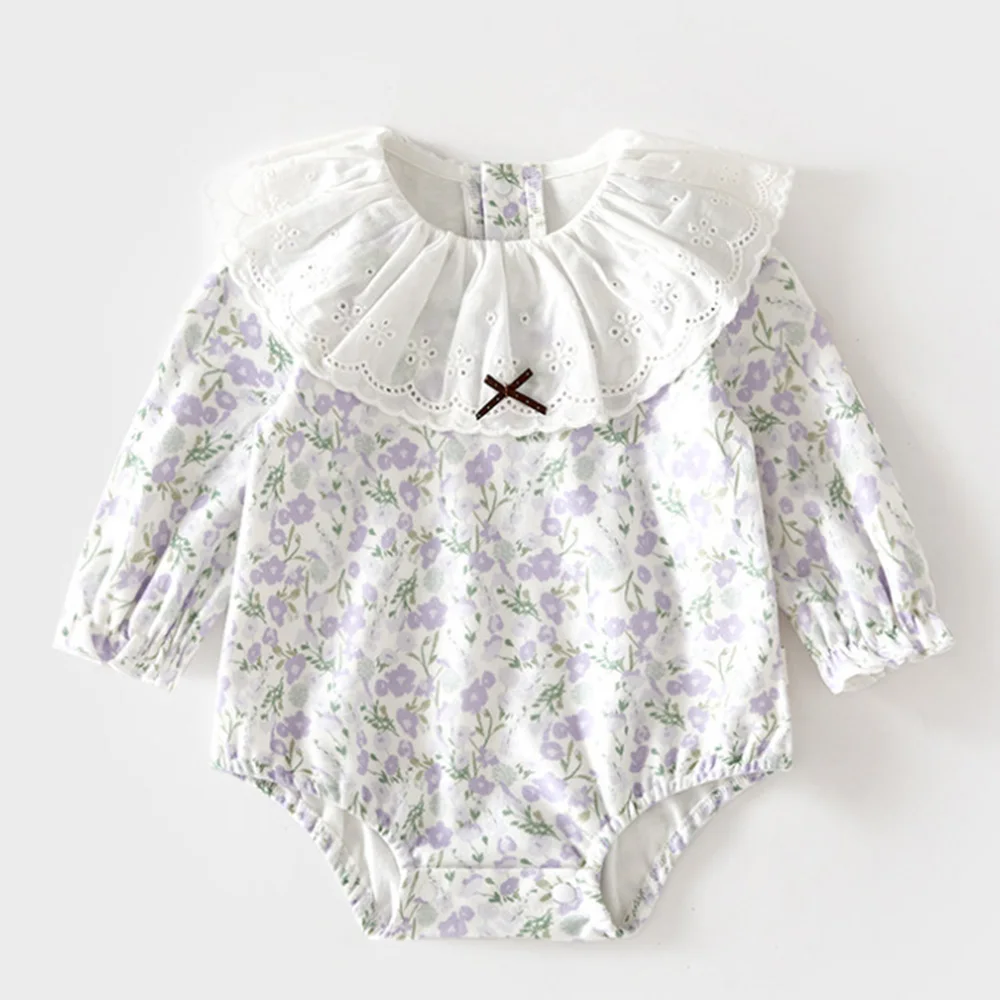 Newborn Baby Girl Bodysuit Long Sleeve Floral 100% Cotton Infant Boutique Clothing Spring Autumn First Birthday Baby Rompers