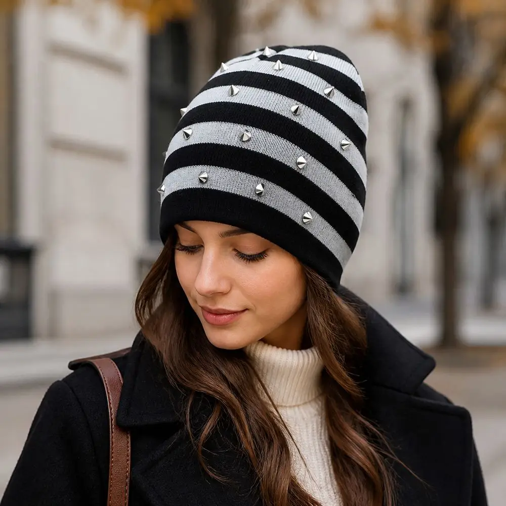 New Cotton Knitted Beanie Hat Brimless Style Warm Coverage Winter Knit Hat Knitted Texture Brimless Skull Cap Women and Men