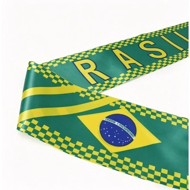 Syal Sepak Bola Tim Nasional Brasil Syal Bendera Brasil Syal Rajut Hangat untuk Penggemar
