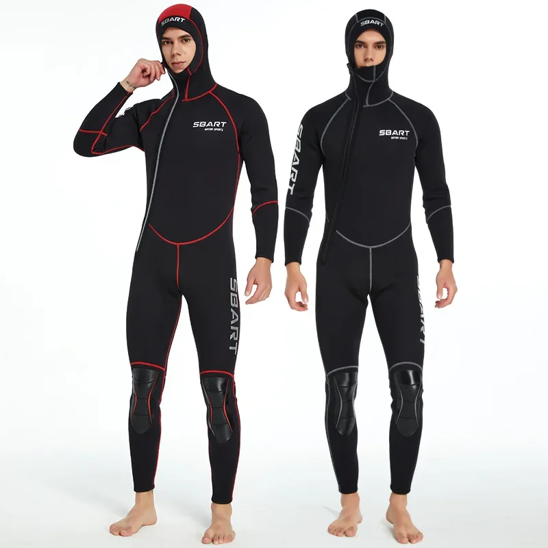 3MM Thick Hooded Wetsuits for Men Warm and Durable Underwater Clothing for Deep Diving and Spearfishing