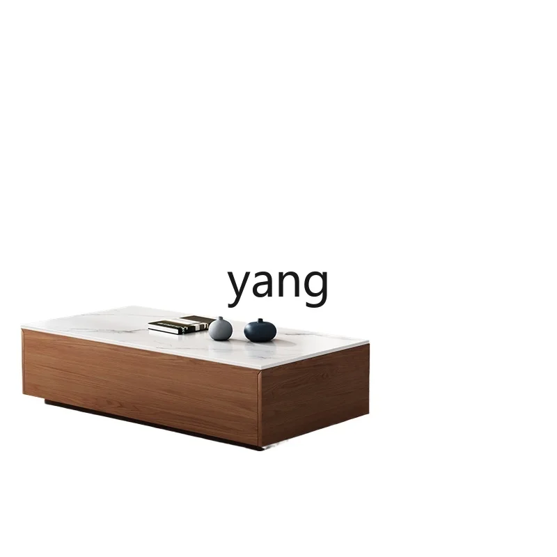 

LTT walnut color rock panel TV cabinet coffee table minimalist floor cabinet solid wood Japanese style bed and breakfast