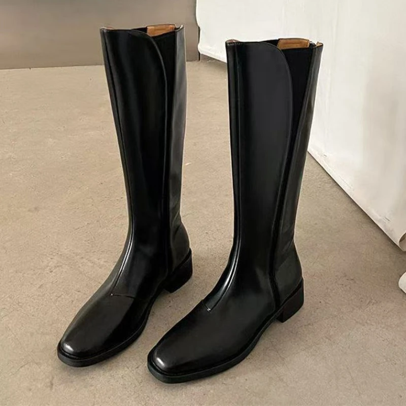 

Женские сапоги до колена, трендовые туфли на каблуке, женские готические длинные сапоги, зима 2025, новые туфли-лодочки, прогулочные повседневные ботинки «Челси», Mujer Shoes