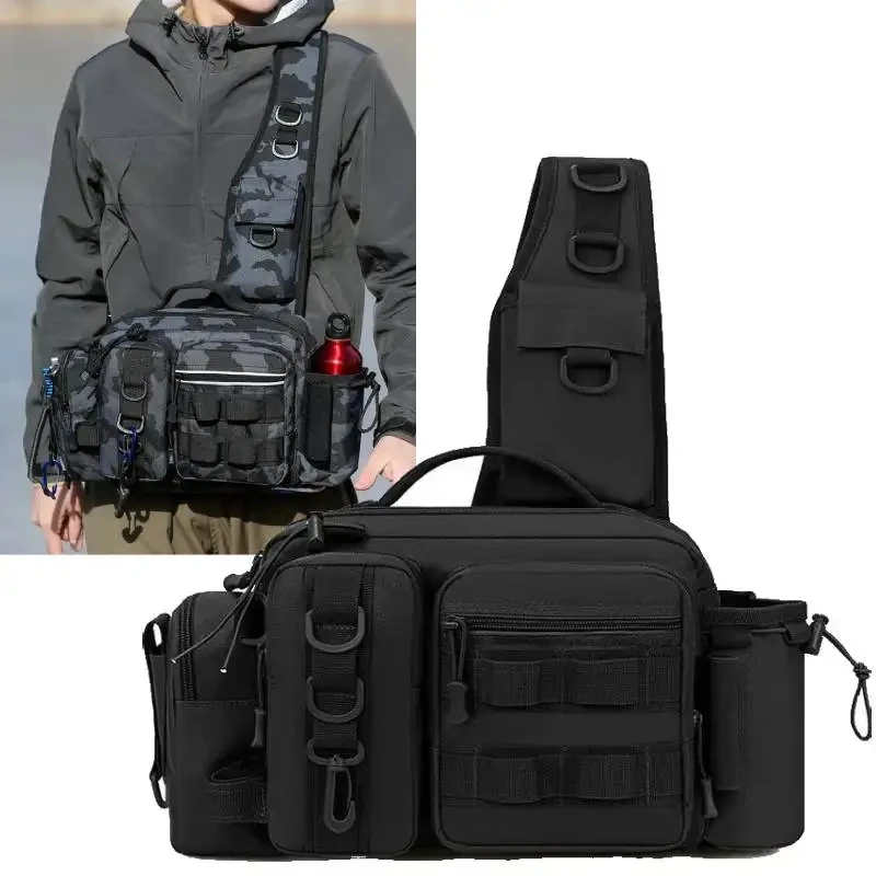 

Fishing Tackle Backpack Molle Lure Box Gear Storage Bag Men Fanny Pack Fish Rucksack with Rod Holder Sling Shoulder Chest Bags