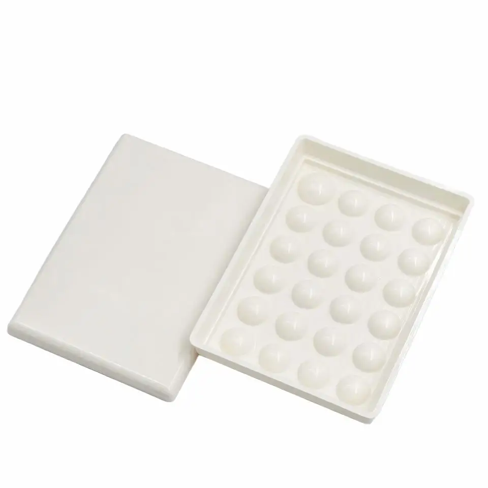 24 Slot Dental Porcelain Palette Ceramic Glazing Mixing Tray With Cover Teeth Coloring Board For Dental Lab Technician Equipment