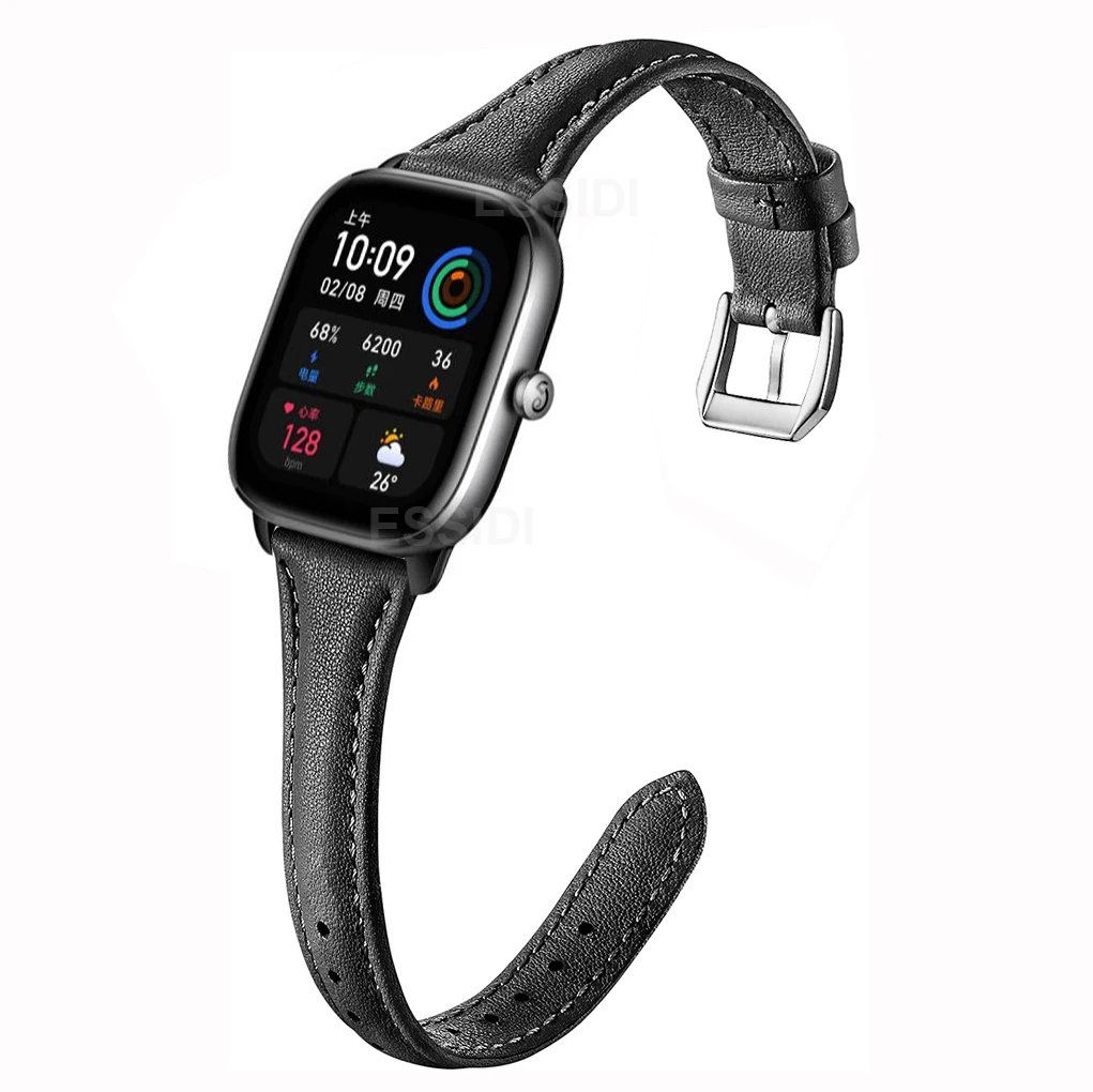 20mm Slim Leather Watch Band For Huami Amazfit GTS 4 3 2 2e Mini Women Bracelet Strap Correa For GTR 42mm Bip 3 S U Lite Pro