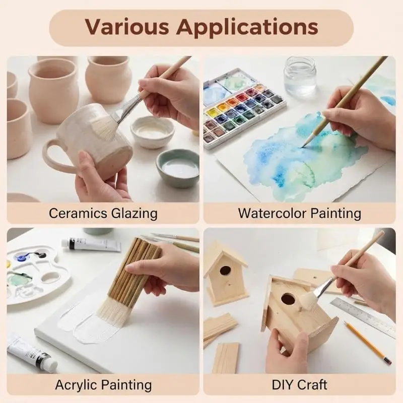 Y1UB Assorted Paint Brush Set for Pottery Craft Work with Sponge Use