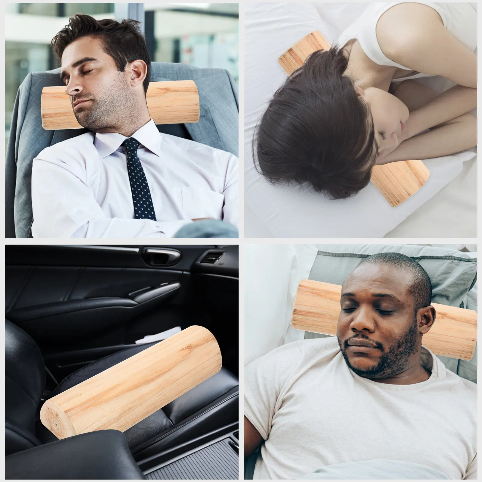 Wooden Cervical Neck Pillow Natural Smooth Sauna Steam Room Massage Support Daily Use Stiff Neck Shoulder Pain