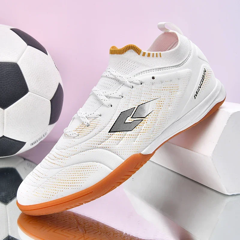 Football Boots for Men Indoor  Lightweight Soccer Shoes Court Sock Collar IC Flat Gum Non Slip Athletic Training Rubber Sole