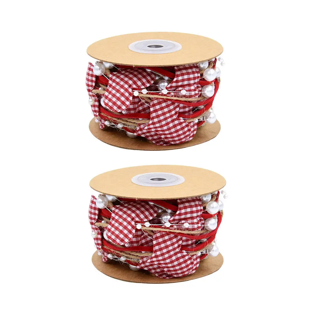 

2 Rolls Heart Beads Chain Ribbon Bright Color Valentine Party Gift Wrapping DIY Bouquet Decorative Ribbon DIY Ribbons