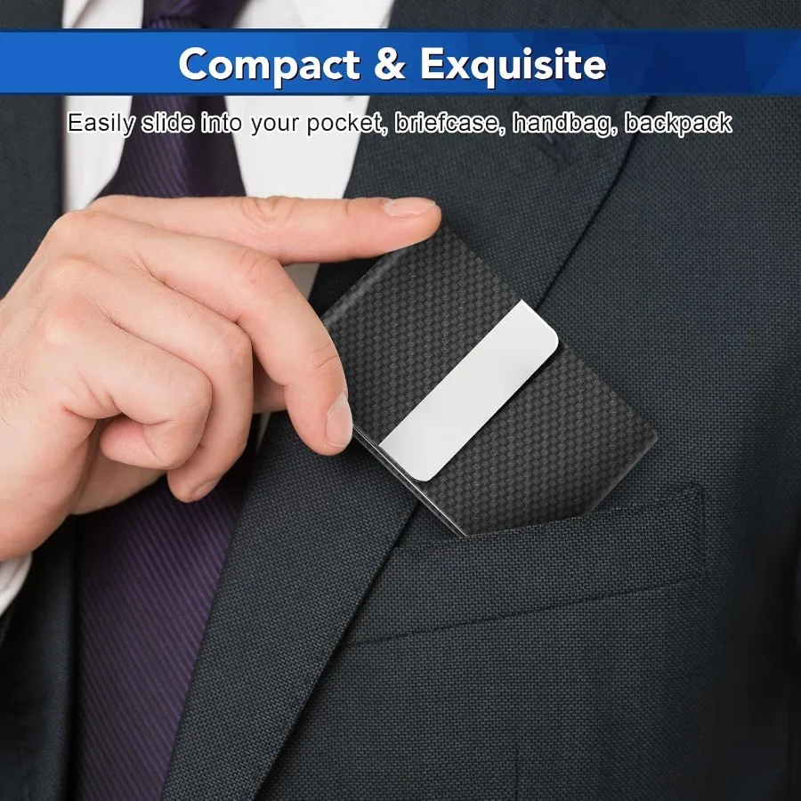 حامل بطاقة العمل المعدنية النحيفة حافظة بطاقات الأعمال حامل بطاقة الوعاء للنساء أو الرجال بو الجلود حامل بطاقة الأعمال حافظة تتفاعل B #2