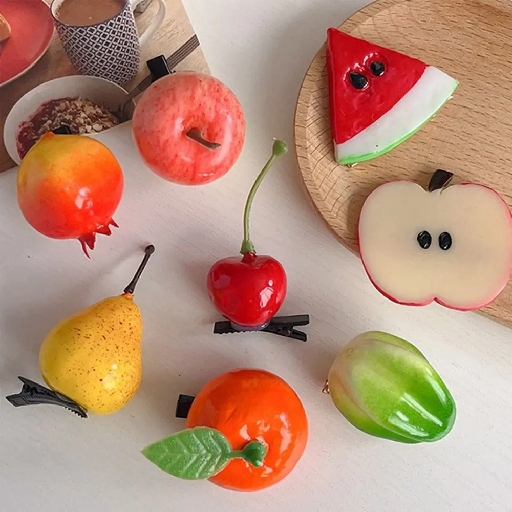 Lustige Kirsche Simulation Obst Haarnadel Zitrone Pfirsich Niedliche Haarspange Foto Requisiten Kind Entenschnabel Clip Kinder