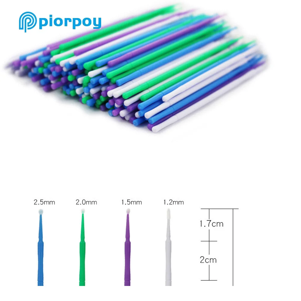 PIORPOY 400Pcs/Box Dental Micro Brush Dental Disposable Micro Applicator Bendable Long Shank Oral Teeth Whitening Extension Tool view 4