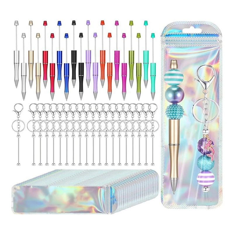 

Beadable Pens Kit Black Ink Beadable Pens Beadable Keychain Bar Resealable Pouch Bag For School Thank Office Wedding C Durable