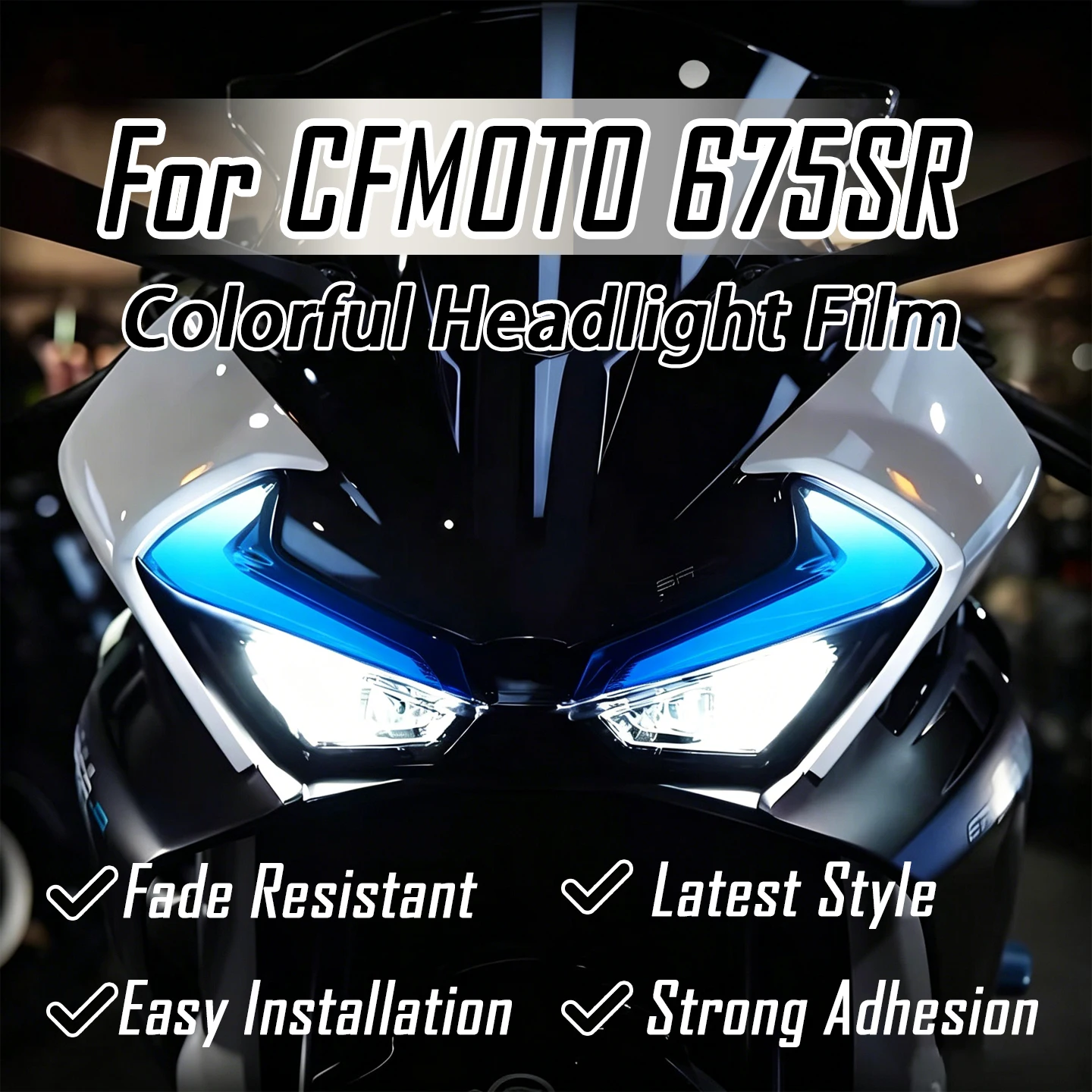 For CFMOTO 675SR Gradient Motorcycle Headlight Protection Film Sticker Moto Sportbike Eyebrow Light Vinyl Accessories Decal