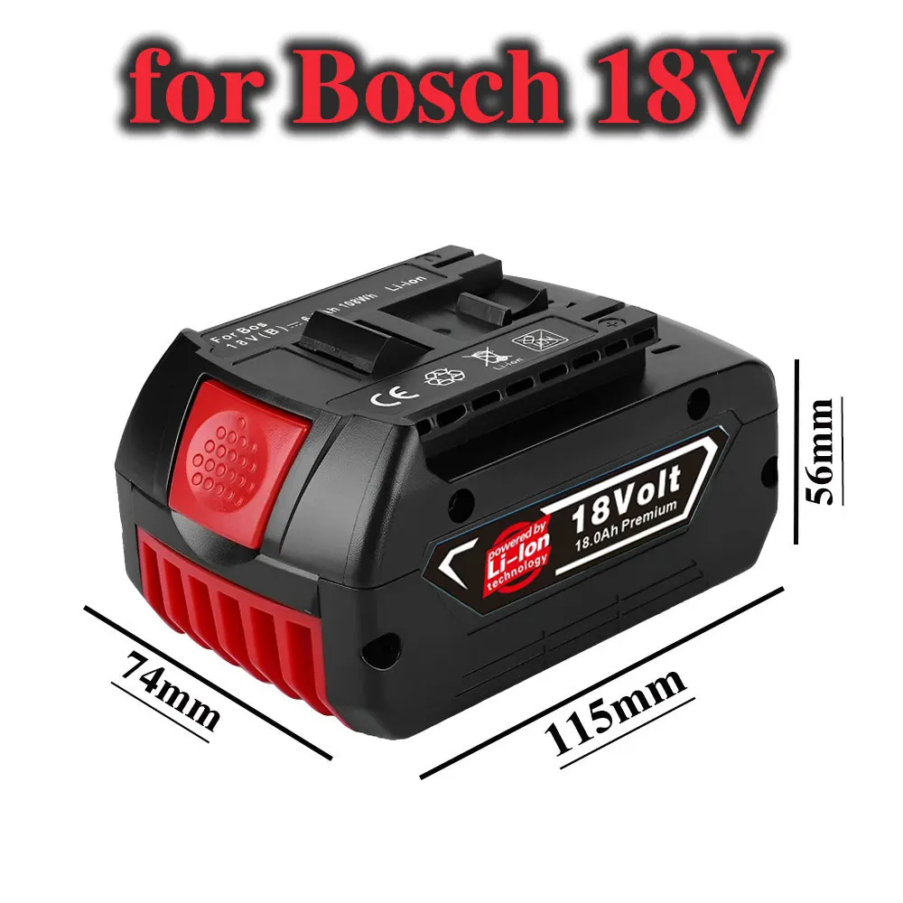 2024-New Bosch 18V 18000mAh Lithium-ion Rechargeable Battery Bat609, Bat609g, Bat618, Bat618g, Bat614, Bosch Drill+ Charger