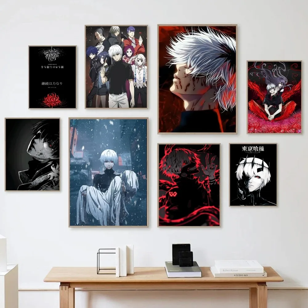 Anime Tokyo Ghoul Poster No Framed Poster Kraft Club Bar Paper Vintage Poster Wall Art Painting Bedroom Study Stickers