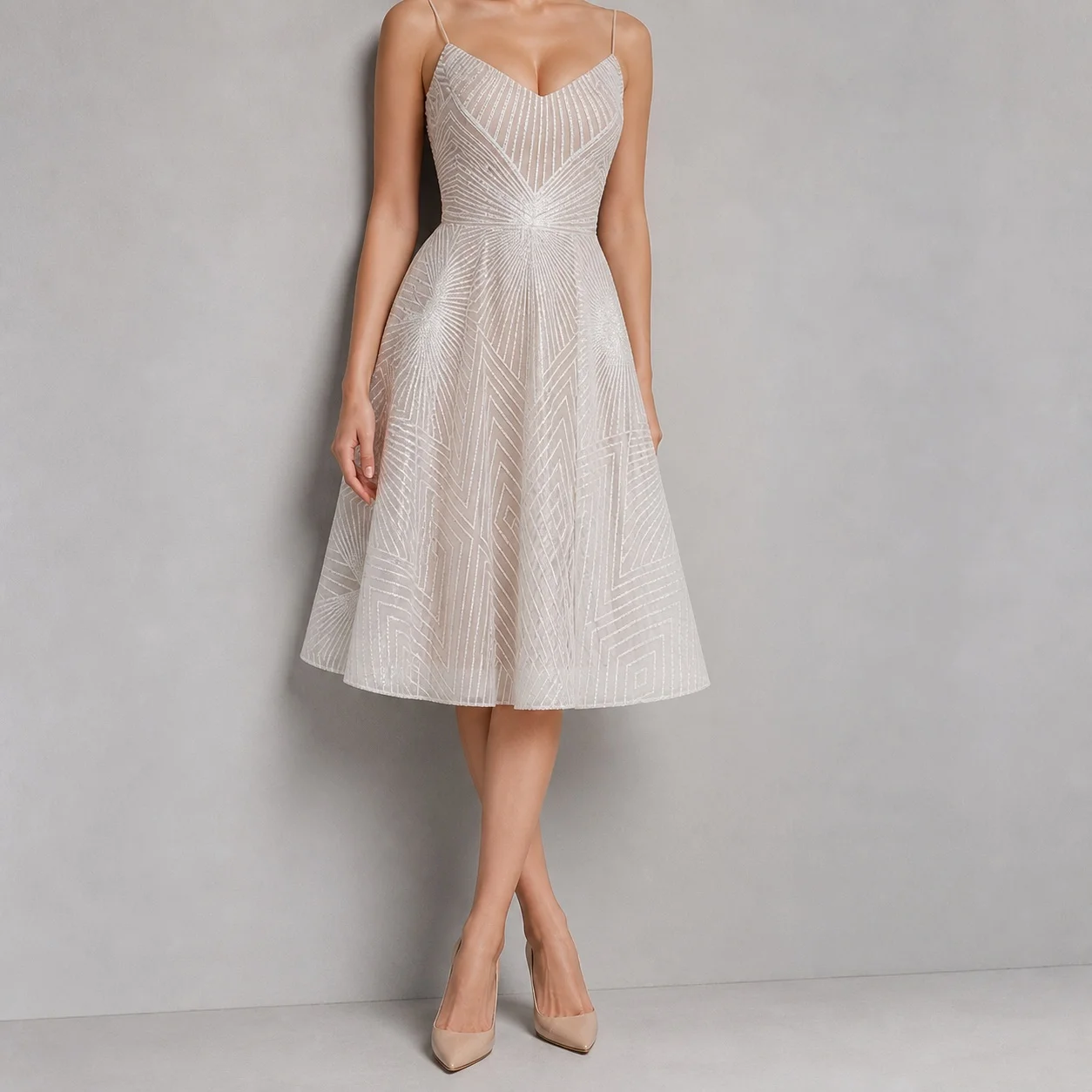 Women's Summer Wedding Guest Dress Long Sleeveless Floral Embroidery Low Waist Zipper Elegant Party for Wedding Prom Dress