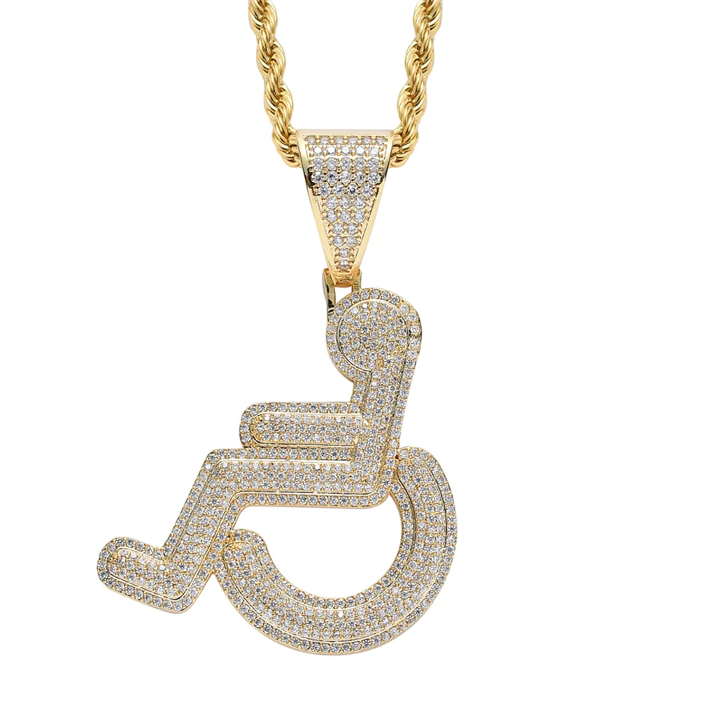 Wheelchair Disabled Logo Personalized Necklace Unique Jewelry Meaningful Zircon Attractive Emblems