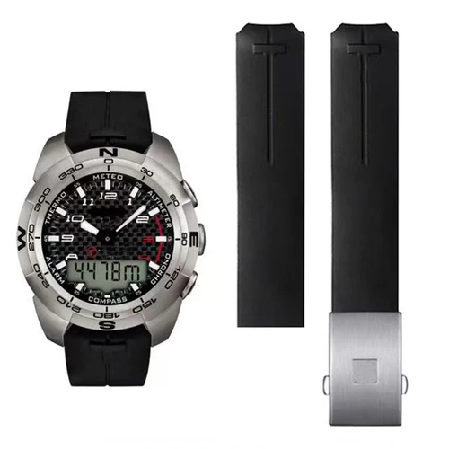 Correa de silicona para Tissot 1853 Tengzhi t-touch original T013 correa de reloj de goma T047T081T33 correas de reloj impermeables negras y naranjas