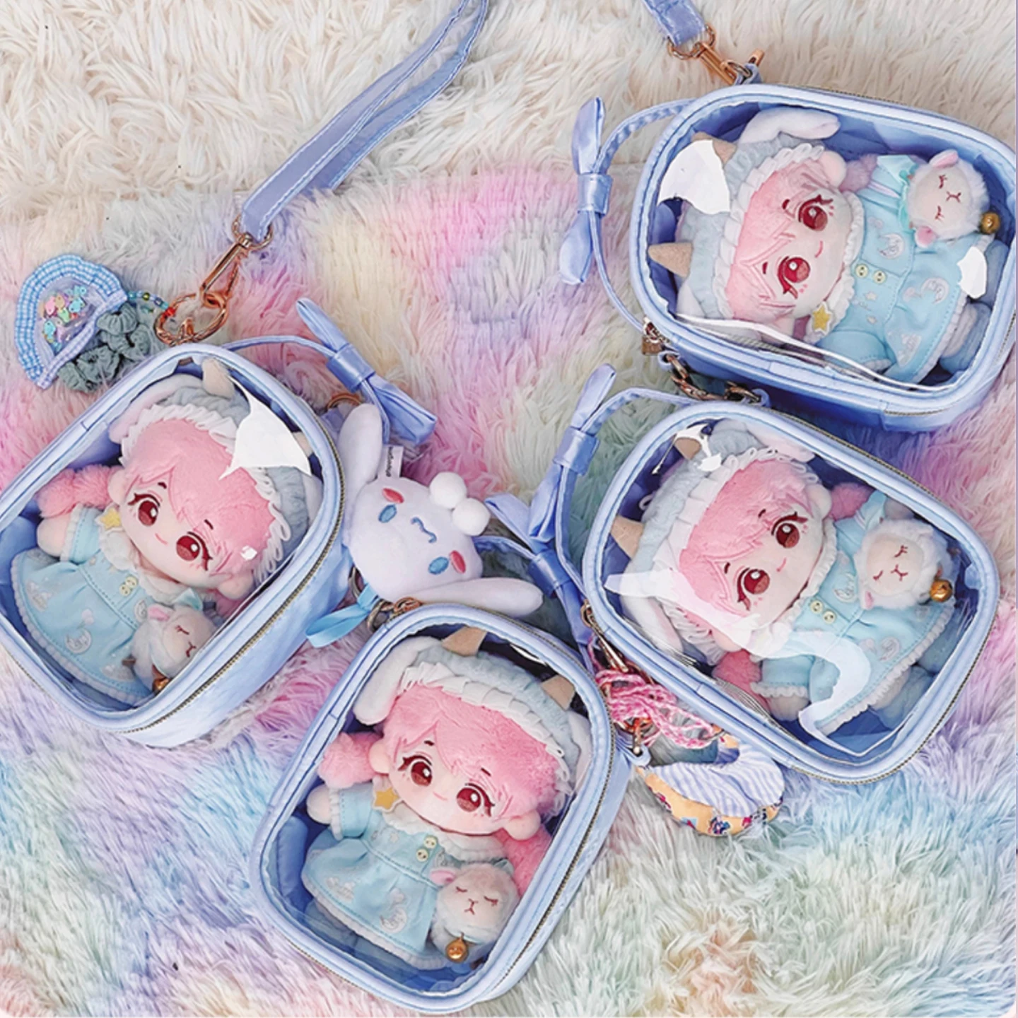 LIBOER милая сумка с бантом Ita со съемной пластиной-вставкой, двойная прозрачная сумка-мессенджер с окнами, женская маленькая сумка через плечо