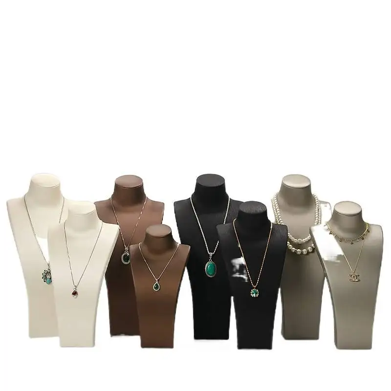 

New Design Black White PU Display Bust Choker Holder Model Bust Show Exhibitor Leather Jewelry Stand Organizer