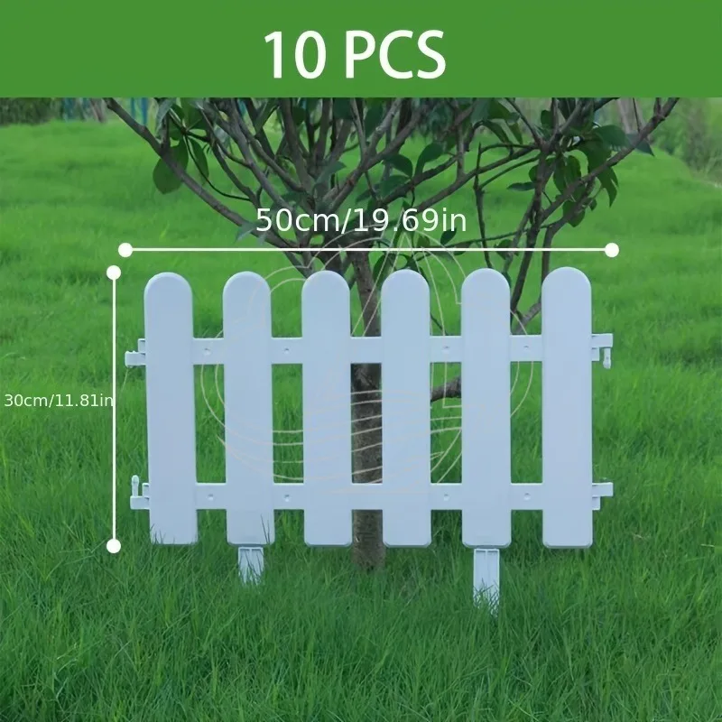 White Plastic Fence Panels 10Pcs Durable Garden Path Edging for Wedding Party Decor