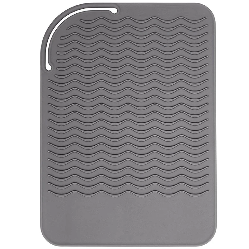 

2X Gray Silicone Heat Resistant Travel Mat, Anti-Heat Pad For Hair Straighteners, Curling Irons, Flat Irons