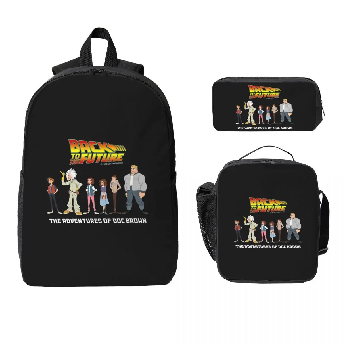 Retro Back To The Future Backpack Student Boys Girls BookBag School Bag Laptop Shoulder Bags 3ps Insulated Lunch Bag Pencil Case