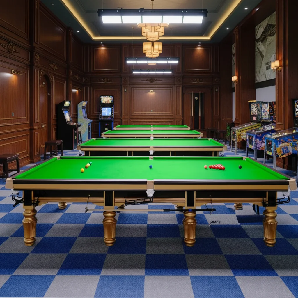 Solid Wood Indoor Snooker Table-Green Cloth Leather Pockets Automatic Ball Return for Commercial & Home Billiard view 3