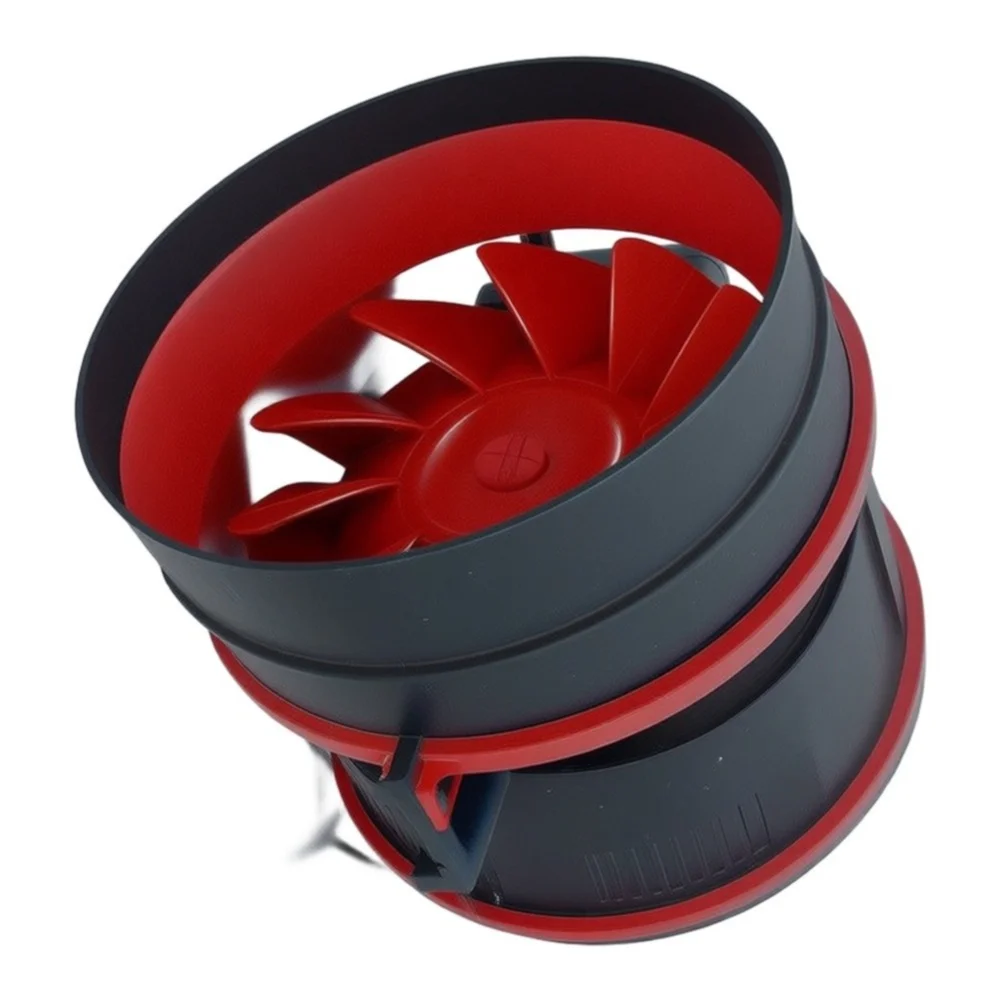 Black Red 4 Inch Circular Duct Fan for Ventilation in Bathroom Kitchen Basement with Enhanced Airflow and Compact Design