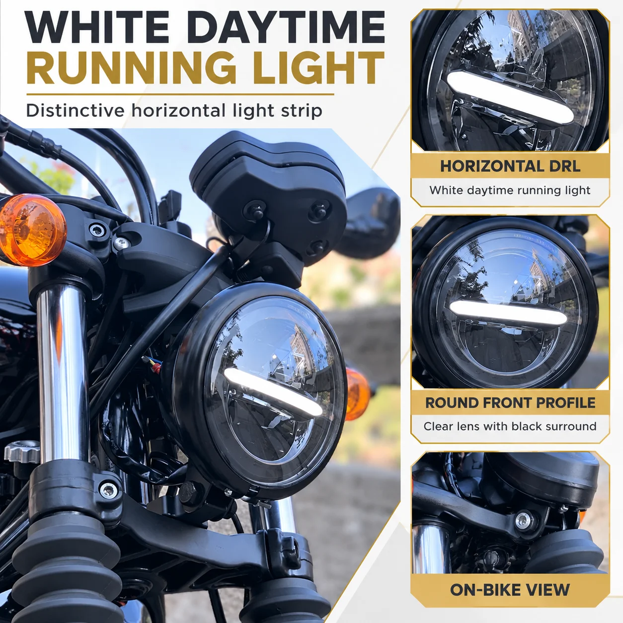 DRL Daytime Running Light LED Headlight Fit HYOSUNG GV300S GV125S Motorcycle Front Lamp Mod Parts