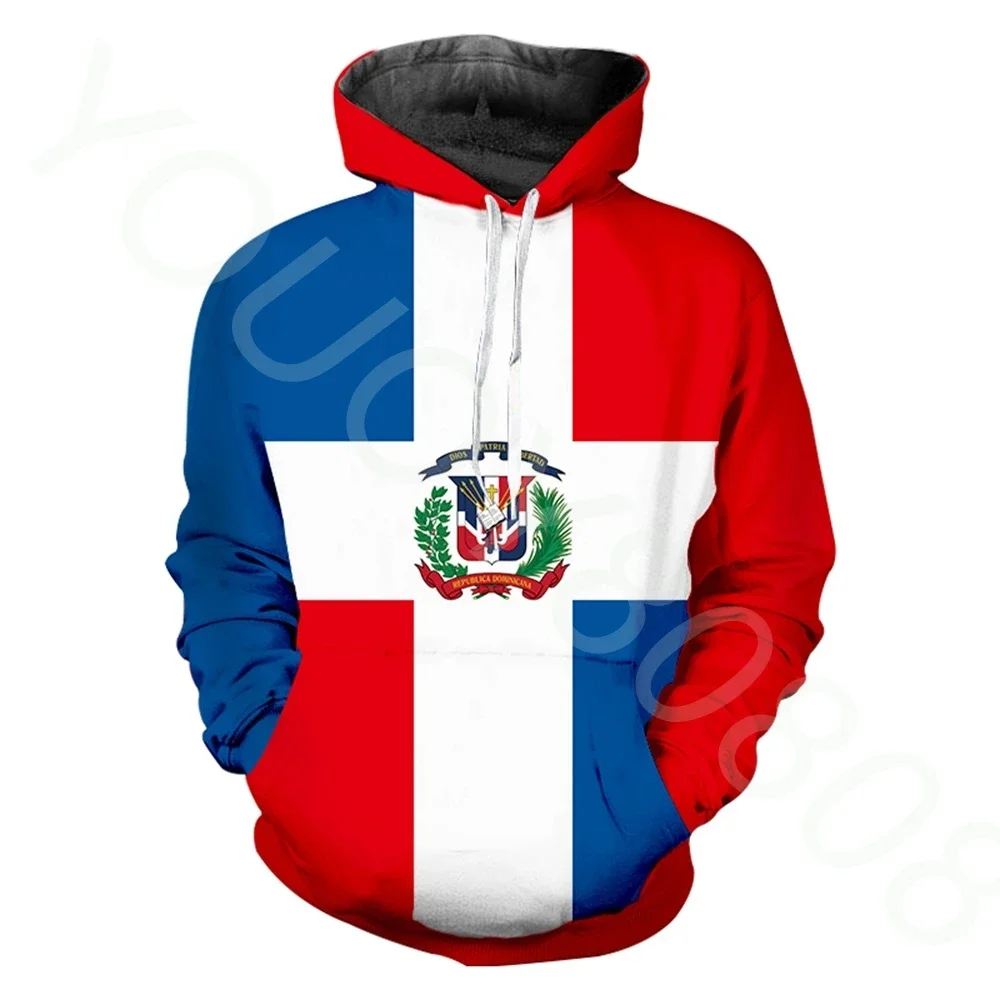 

New Products Couple Long Top Pullover Dominican Republic Flag Print Cozy Warm Hoodie Fashion Sweatshirt Autumn Winter