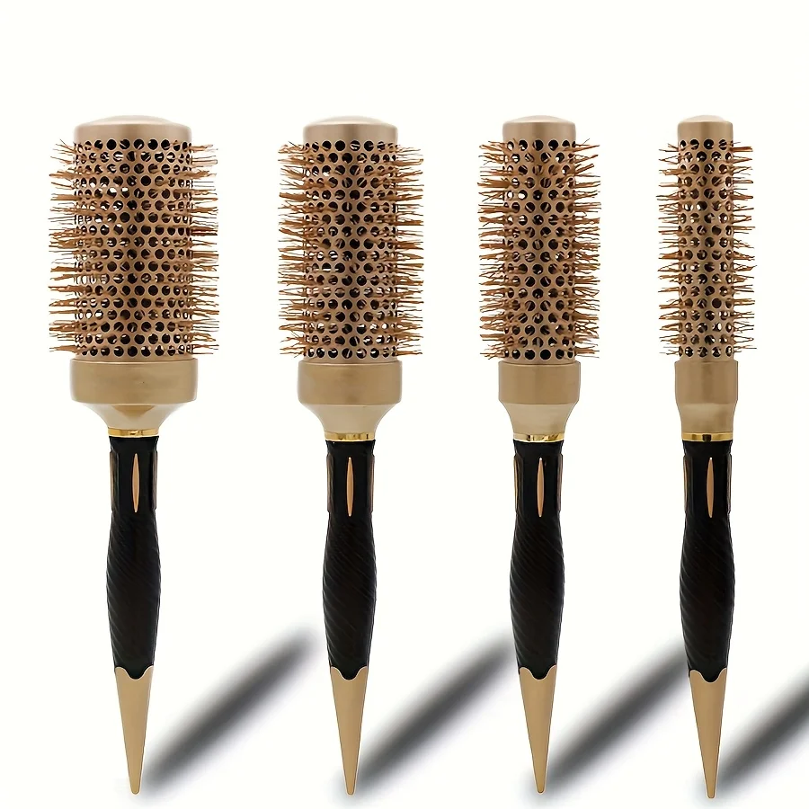 1pc/ Gold aluminum tube round brush metal and ABS plastic handle suitable for normal hair styling tools for curls and increments