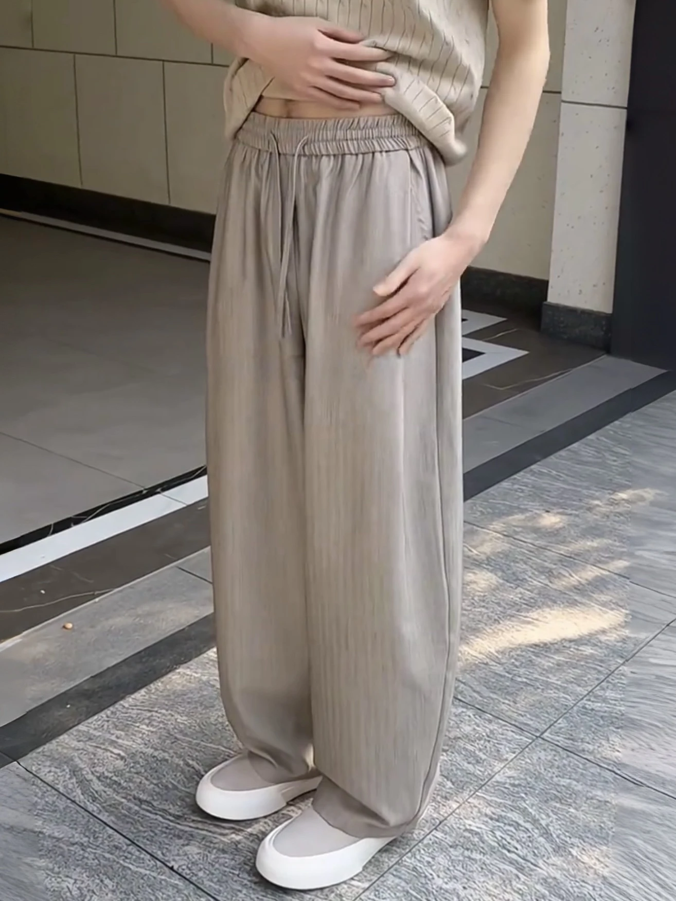 

Spring Summer Men's Casual Pants Straight Leg Wide Leg Breathable Polyester Fiber Youth Fashion Casual Trousers