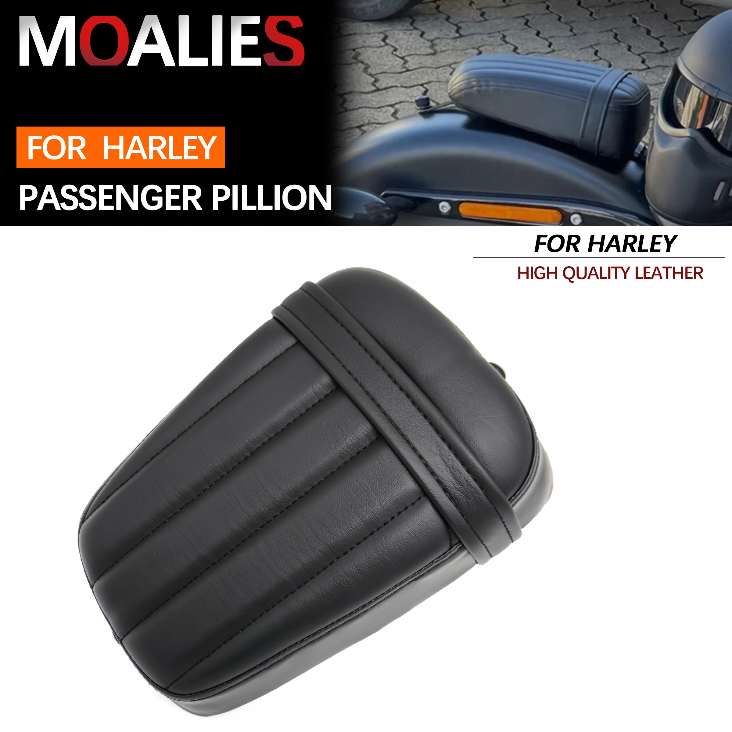 

For Harley Softail Slim FXST FXS FLSL FLS 2012-2017 Motorcycle Rear Seat Passenger Pillion Cushion Rear Saddle Black PU Leather