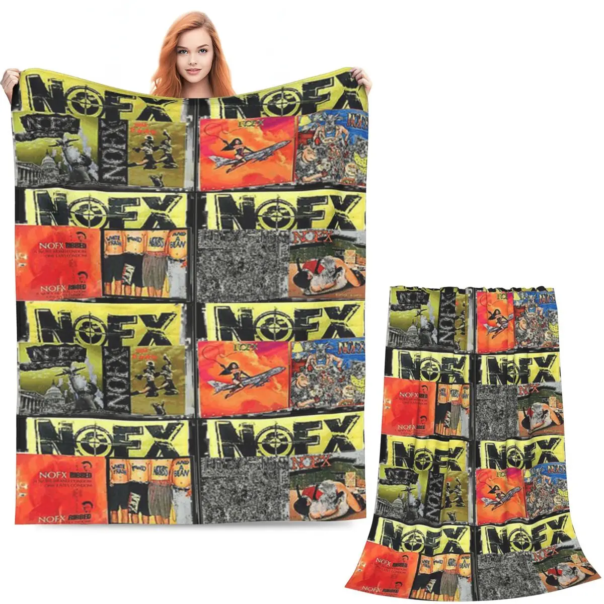 Nofx Band Final Tour Skull Blanket Soft Warm Flannel Throw Blanket Bedding for Bed Living room Picnic Travel Home Couch