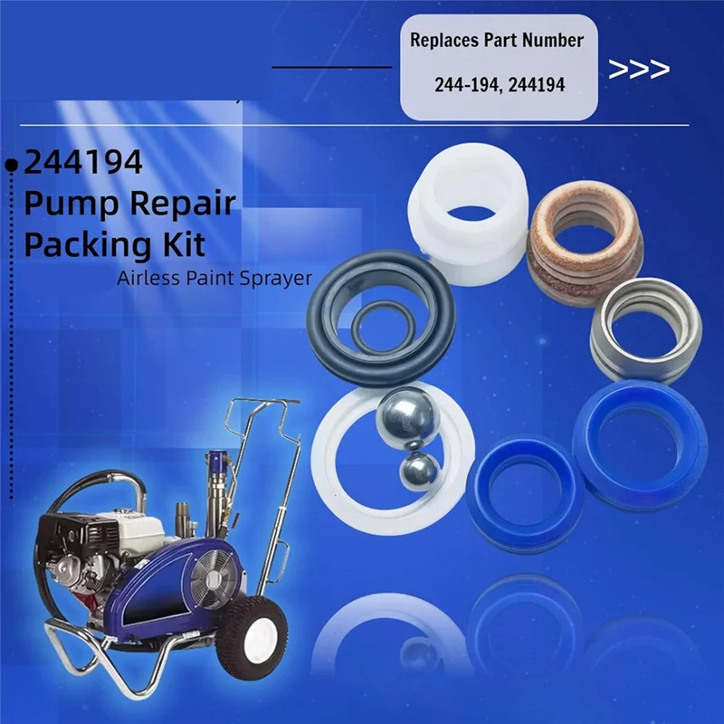 JHD لـ 390 قطع غيار بخاخ الطلاء-4-PK 244194 مجموعة تعبئة إصلاح المضخة (نماذج 210، 230، 295، 390، 395، 490، 495، 595، 3